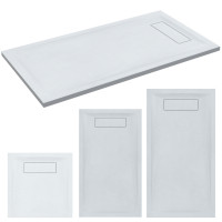 Mineralguss-Duschwanne Schieferoptik weiß MAYA 120x80cm