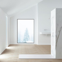 Mineralguss-Duschwanne Schieferoptik weiß MAYA 120x80cm