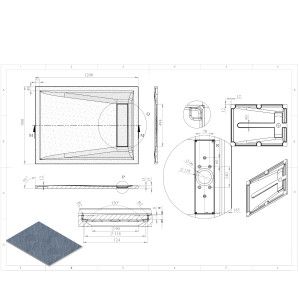 Mineralguss-Duschwanne Schieferoptik weiß MAYA 120x90cm