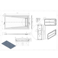 Mineralguss-Duschwanne Schieferoptik weiß MAYA 160x90cm