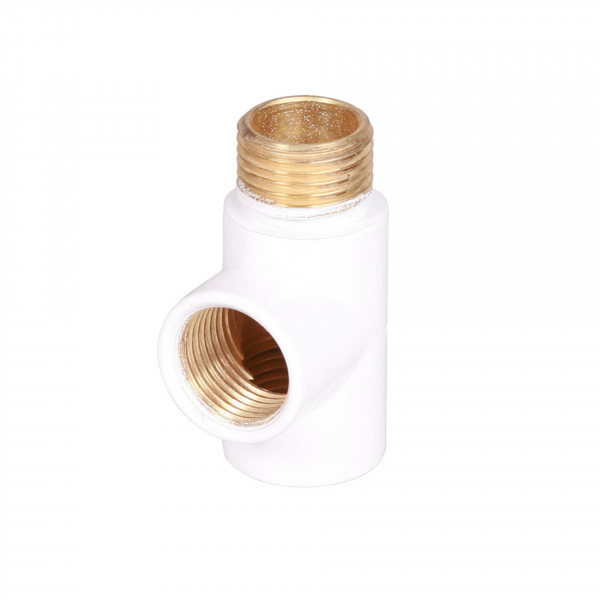 T-Stück Weiß mit Spiral Kabel und Stecker Anschluss 1/2
