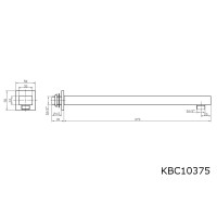 375mm Brausearm für Duschbrausen Wandmontage Eckig