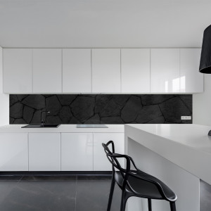Küchenrückwand Aluverbund Steinmauer schwarz -...