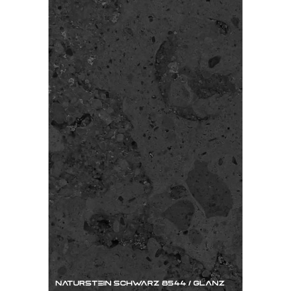 Duschrückwand Aluverbund Naturstein Schwarz - 8544 DINA4 Muster glänzend