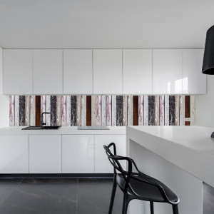 Küchenrückwand Aluverbund Holzdielen schwarz-grau - 0070