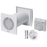 Ø 100mm Warmluft - Umlaufset Heiz-Spar-Set Lüfter Heizlüfter Wärmerückgewinnung Wärmetauscher Ventilator Ablüfter Warmluftverteilung mit Thermostat