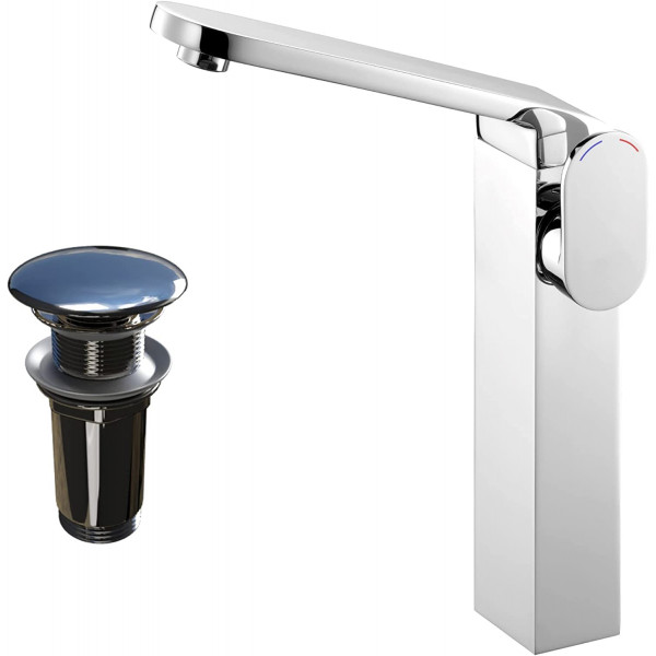 Waschtischarmatur + Ventil Futura Silber 03002