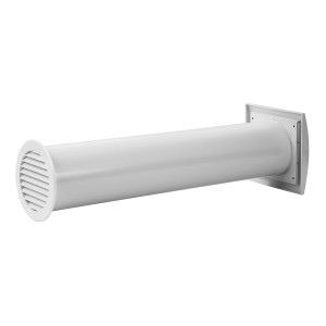Kunststoff-Wandbausatz mit verstellbarem Innengitter Ø 100-125mm Weiß/Braun/Grau