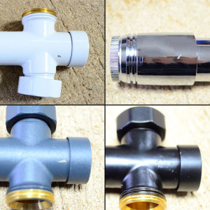 Mittelanschluss-Set Durchgangsform Anthrazit Armatur+Thermostatregler/ B-Ware