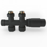 Mittelanschluss-Set Durchgangsform Anthrazit Armatur+Thermostatregler/ B-Ware