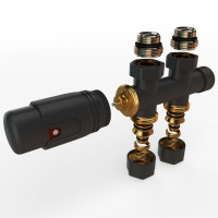 Mittelanschluss-Set Durchgangsform Anthrazit Armatur+Thermostatregler/ B-Ware