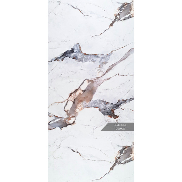 Duschrückwand Blue Sky in Marmor-Optik  - 122x244cm