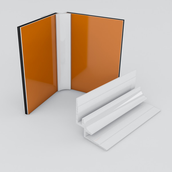 Inneneckprofil für 3mm Rückwand Weiß RAL9016 200cm