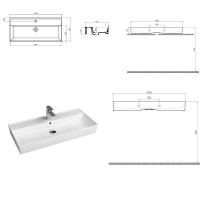 Keramik Waschtisch CL 100x45cm Schwarz-Matt