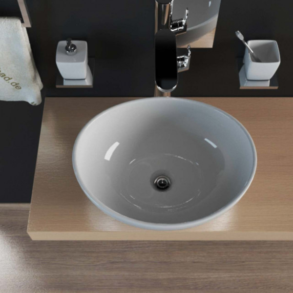 KERABAD Design Keramik Waschschale Waschbecken Aufsatzwaschbeckenmodern 40cm Oval Grau-Matt KBW082-G